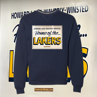 "HOME OF THE LAKERS" - Navy Glitter Crewneck