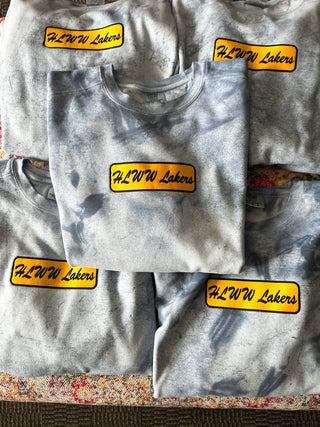 HLWW LAKERS tie dye patch crewneck