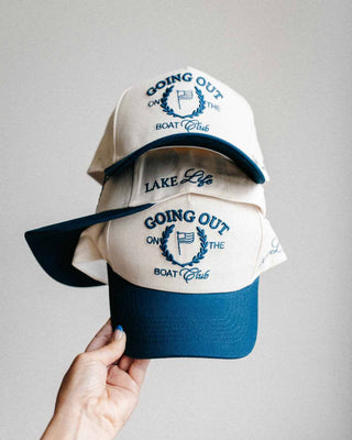 Going Out on the Boat Club Hat - Blue & Cream