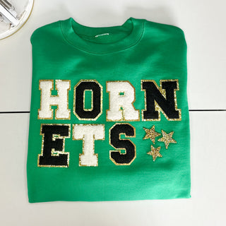 "HORNETS" JAZZY CREWNECK (green w/black + white)