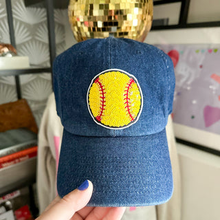 sequin softball patch baseball cap hat