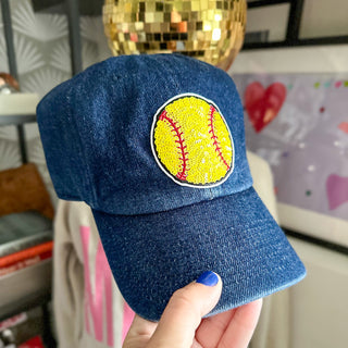 sequin softball patch baseball cap hat