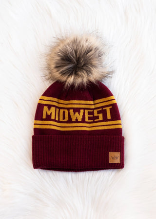 midwest maroon and gold pom hat
